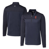 Navy Cleveland Guardians Cutter & Buck Big & Tall Traverse Stripe Stretch DryTec Quarter-Zip Top