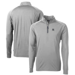 Gray New York Yankees Cutter & Buck Big & Tall Adapt Eco Knit Stretch Recycled Quarter-Zip Pullover Top
