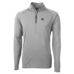 Gray New York Yankees Cutter & Buck Big & Tall Adapt Eco Knit Stretch Recycled Quarter-Zip Pullover Top