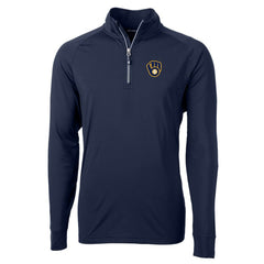 Navy Milwaukee Brewers Cutter & Buck Big & Tall Adapt Eco Knit Stretch Recycled Raglan DryTec Quarter-Zip Top