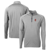 Gray Cleveland Guardians Cutter & Buck Big & Tall Adapt Eco Knit Stretch Recycled Raglan DryTec Quarter-Zip Top