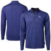 Royal Kansas City Royals Cutter & Buck Virtue Eco Pique Micro Stripe Recycled Quarter-Zip Pullover Top