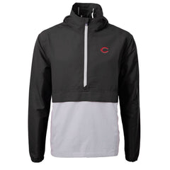 Black Cincinnati Reds Cutter & Buck Charter Eco Recycled Half-Zip Anorak Jacket