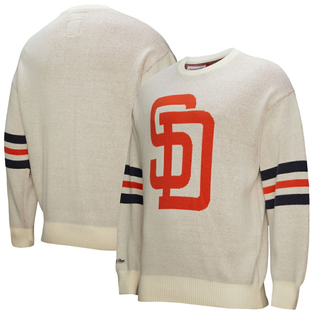 Cream San Diego Padres Mitchell & Ness Retro Pullover Sweater