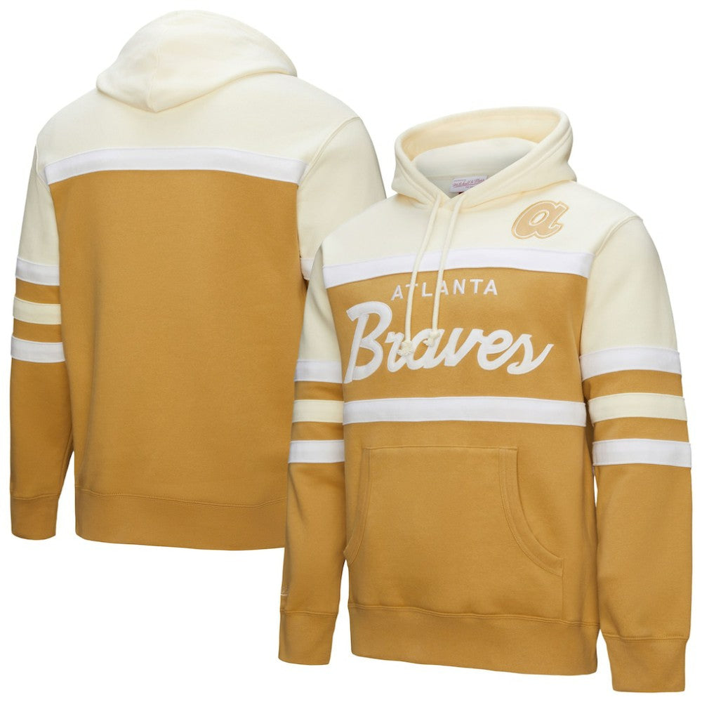 Tan/Cream Atlanta Braves Mitchell & Ness Head Coach Pullover Hoodie