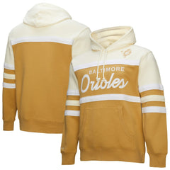 Tan/Cream Baltimore Orioles Mitchell & Ness Head Coach Pullover Hoodie
