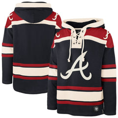 Navy Atlanta Braves '47 Superior Lacer Pullover Hoodie