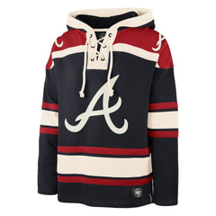 Navy Atlanta Braves '47 Superior Lacer Pullover Hoodie
