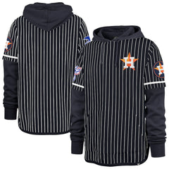 Navy Houston Astros '47 Pinstripe Double Header Pullover Hoodie