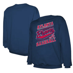 Navy Atlanta Braves Stitches Lightweight Crew Sweatshirt