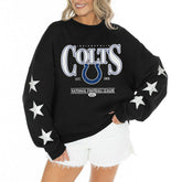 Gameday Couture Women's Rhinestone Star Sleeve Settle the Score Oversized Tri-Blend Pullover - Indianapolis Colts Pullover