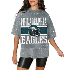 Gameday Couture Women's Oversized Mini Rhinestone Classic T-Shirt - Philadelphia Eagles T-shirts