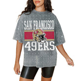 Gameday Couture Women's Oversized Mini Rhinestone Classic T-Shirt - San Francisco 49ers T-shirts