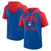NHL New York Rangers Logo Athletic Prime Raglan Short Sleeve Pullover Hoodie