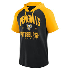 NHL Pittsburgh Penguins Logo Athletic Prime Raglan Short Sleeve Pullover Hoodie
