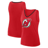 NHL New Jersey Devils Logo Athletic Women's Stellar Win V-Neck Tank Top