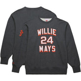 Heather Charcoal Willie Mays San Francisco Giants Mitchell & Ness Legends Collection Vintage Logo Name & Number Fleece Pullover Sweatshirt