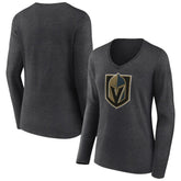 NHL Vegas Golden Knights Women's Primary Logo Long Sleeve V-Neck T-Shirt