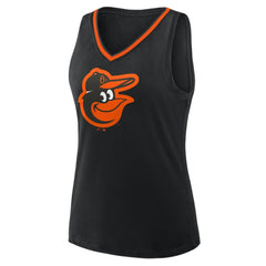 Black Baltimore Orioles Logo Athletic Women's Stellar Win V-Neck Tank Top
