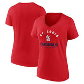 Red St. Louis Cardinals Logo Athletic Women's Unrivaled V-Neck T-Shirt