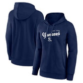 Navy New York Yankees Logo Athletic Women's Logo Triumphant V-Neck Pullover Hoodie