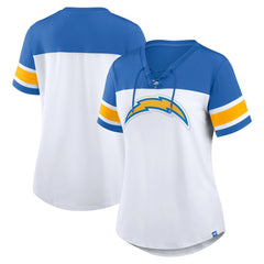 Women's Athena Rhinestone Lace-Up V-Neck T-Shirt - Los Angeles Chargers T-shirts