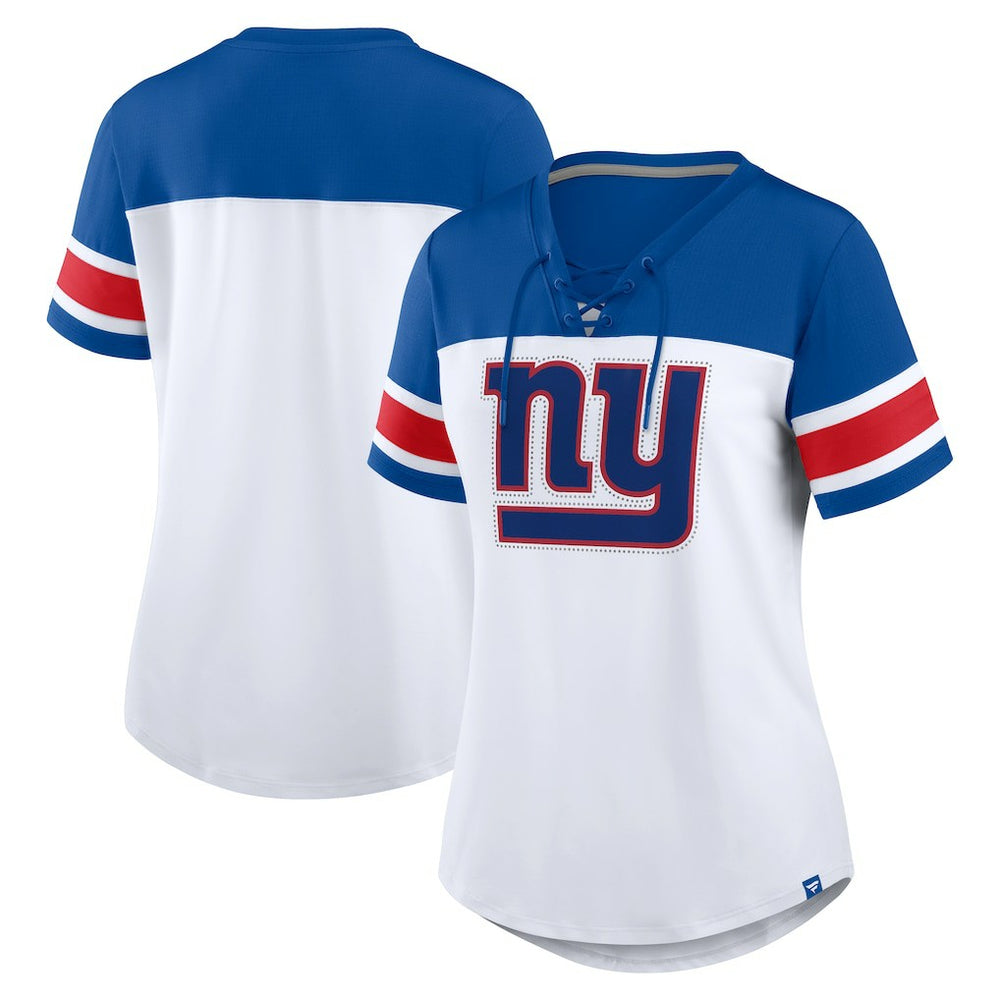 Women's Athena Rhinestone Lace-Up V-Neck T-Shirt - New York Giants T-shirts