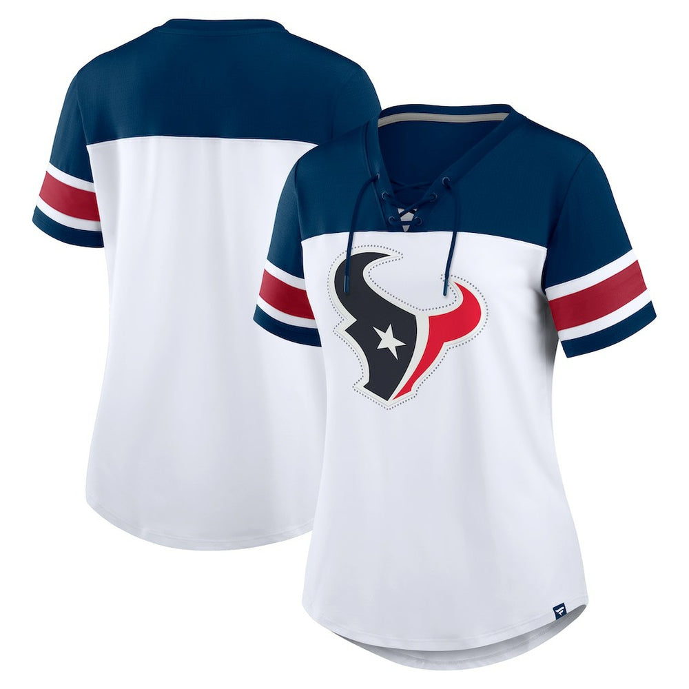 Women's Athena Rhinestone Lace-Up V-Neck T-Shirt - Houston Texans T-shirts