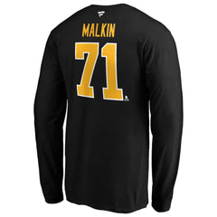 NHL Evgeni Malkin Pittsburgh Penguins Fanatics Authentic Stack Name & Number T-Shirt