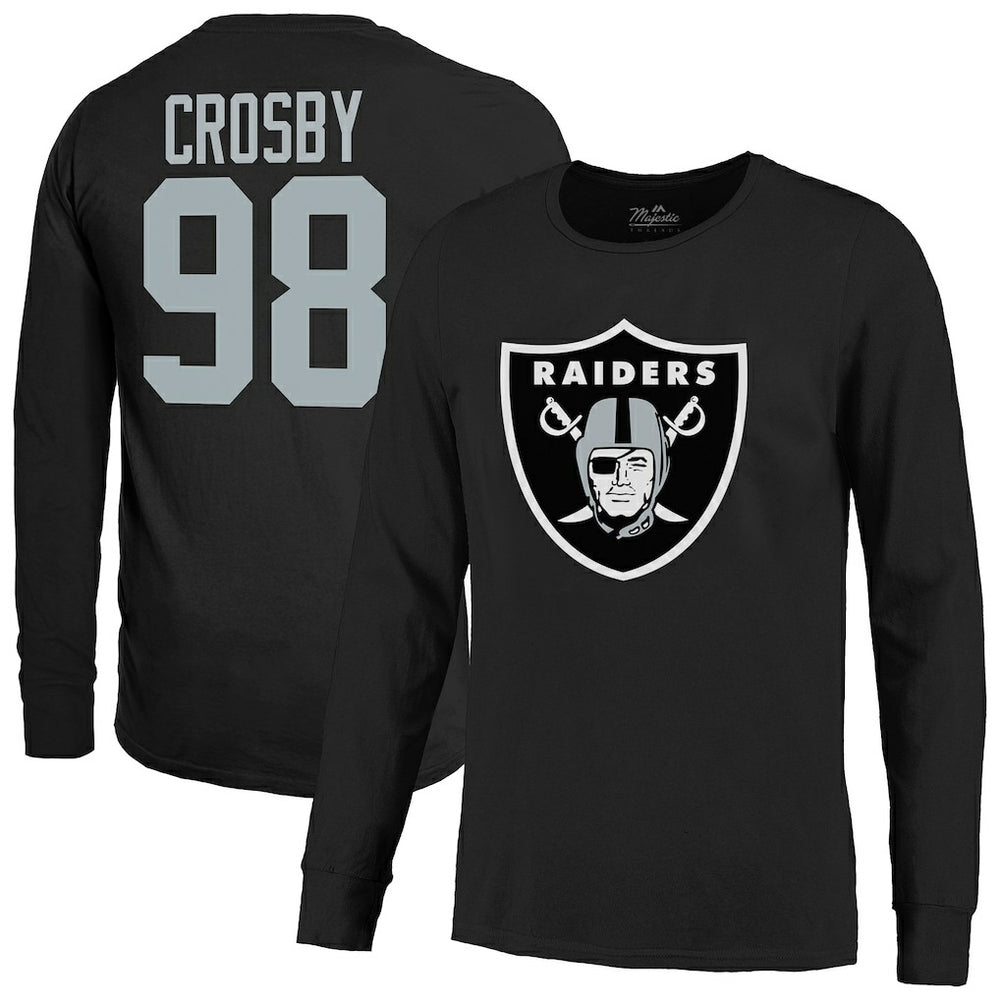 Maxx Crosby Majestic Threads Name & Number Non-Distressed Long Sleeve T-Shirt - Las Vegas Raiders T-shirts