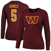 Jayden Daniels Majestic Threads Women's Player Name & Number Long Sleeve T-Shirt - Washington Commanders T-shirts