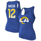Puka Nacua Majestic Threads Women's Name & Number Tri-Blend Scoop Neck Tank Top - Los Angeles Rams Tops