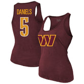 Jayden Daniels Majestic Threads Women's Name & Number Tri-Blend Scoop Neck Tank Top - Washington Commanders Tops