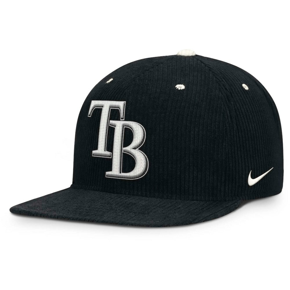 Black Tampa Bay Rays Nike Pro Corduroy Structured Snapback Hat