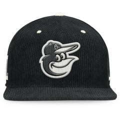 Black Baltimore Orioles Nike Pro Corduroy Structured Snapback Hat