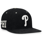 Black Philadelphia Phillies Nike Pro Corduroy Structured Snapback Hat
