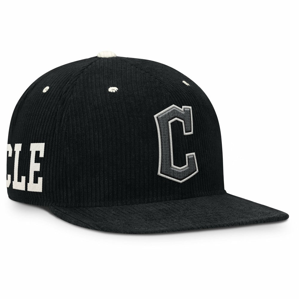 Black Cleveland Guardians Nike Pro Corduroy Structured Snapback Hat