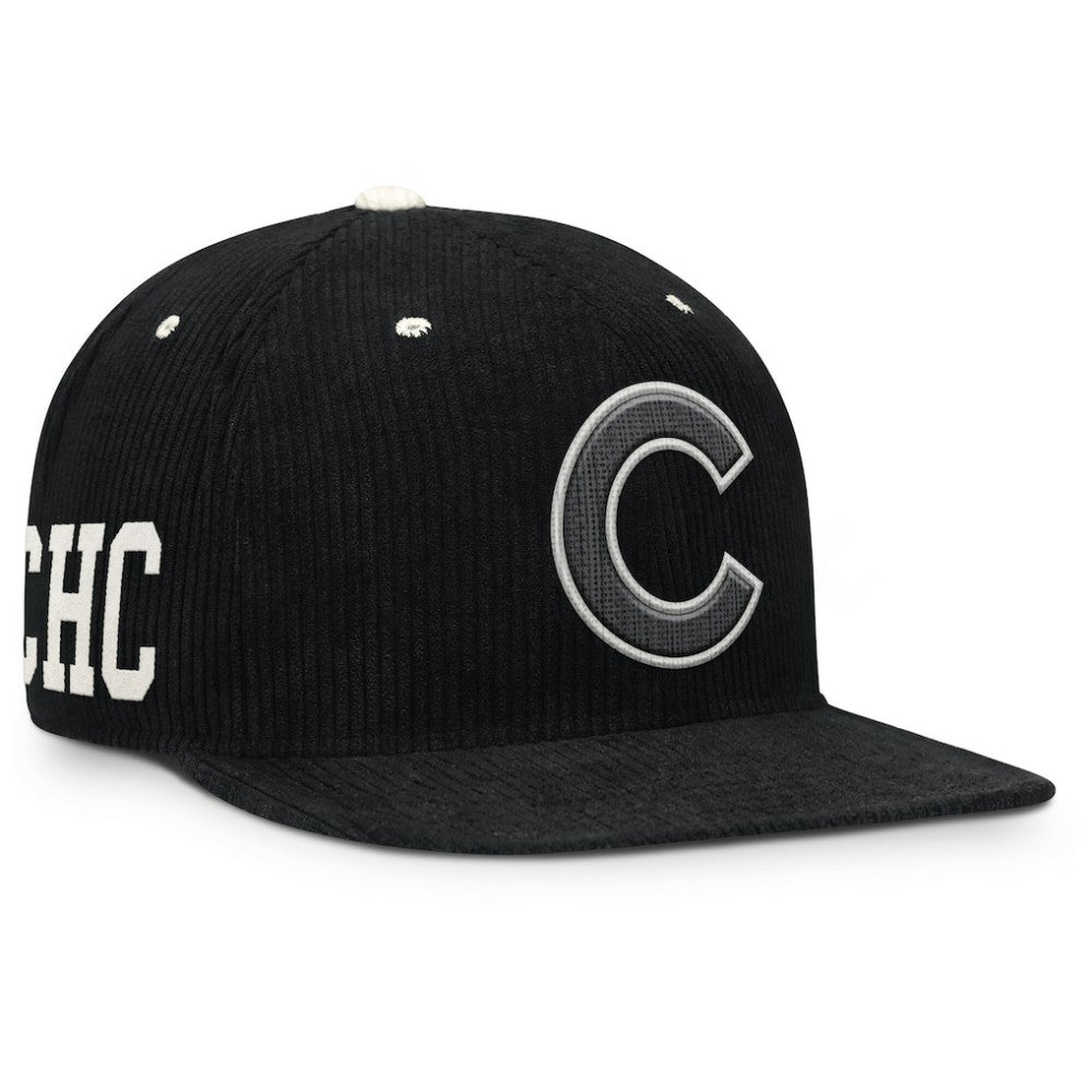 Black Chicago Cubs Nike Pro Corduroy Structured Snapback Hat