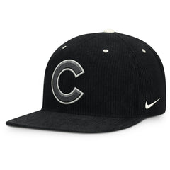 Black Chicago Cubs Nike Pro Corduroy Structured Snapback Hat