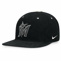 Black Miami Marlins Nike Pro Corduroy Structured Snapback Hat