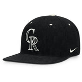 Black Colorado Rockies Nike Pro Corduroy Structured Snapback Hat