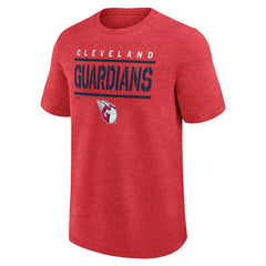 Heather Red Cleveland Guardians Logo Athletic Top Notch T-Shirt