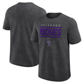 Heather Charcoal Colorado Rockies Logo Athletic Top Notch T-Shirt