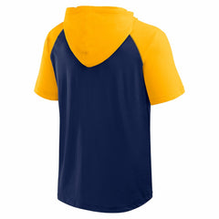 Navy Milwaukee Brewers Logo Athletic Prime Raglan Short Sleeve Hoodie T-Shirt