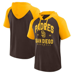 Brown San Diego Padres Logo Athletic Prime Raglan Short Sleeve Hoodie T-Shirt