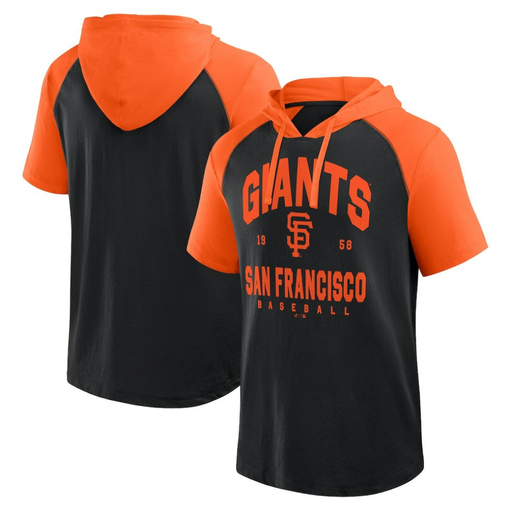 Black San Francisco Giants Logo Athletic Prime Raglan Short Sleeve Hoodie T-Shirt