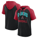 Black Arizona Diamondbacks Logo Athletic Prime Raglan Short Sleeve Hoodie T-Shirt