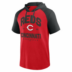 Red Cincinnati Reds Logo Athletic Prime Raglan Short Sleeve Hoodie T-Shirt