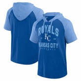 Royal Kansas City Royals Logo Athletic Prime Raglan Short Sleeve Hoodie T-Shirt