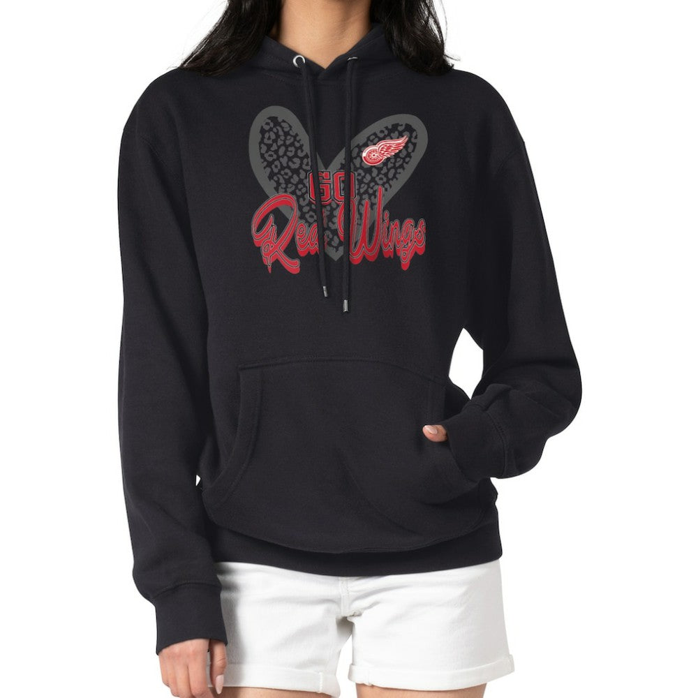 NHL Detroit Red Wings G-III 4Her by Carl Banks Women's Animal Print Heart Fleece Pullover Hoodie